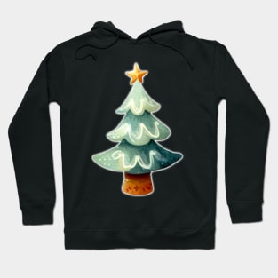 Pastel Green Christmas Tree Illustration Hoodie